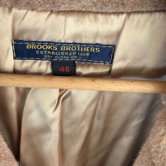 Brooks Brothers Mens Vintage Trench Coat 46 Large Tan Khaki Fur Double Breasted - Picture 6 of 8